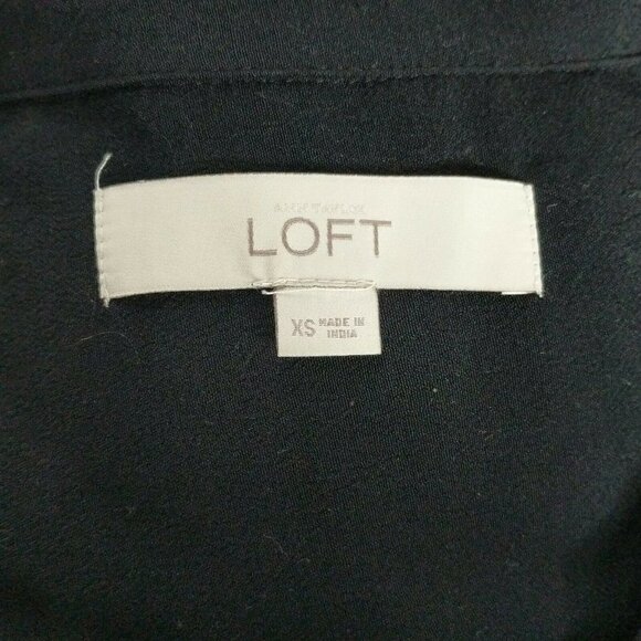 Ann Taylor LOFT Black Empire Waist Dress XS V Neck - Picture 3 of 4
